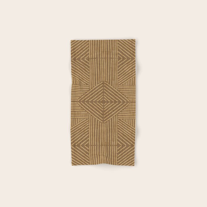 Golden ochre lines - textured abstract geometric Bath Towel Gallery Image 1