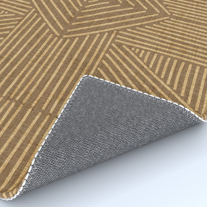 Golden ochre lines - textured abstract geometric Rug Gallery Image 4