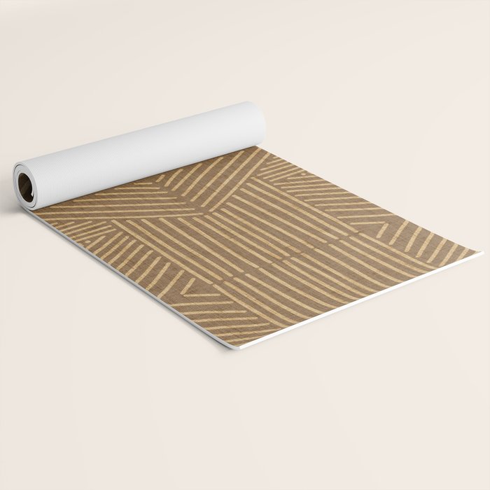 Golden ochre lines - textured abstract geometric Yoga Mat Gallery Image 2