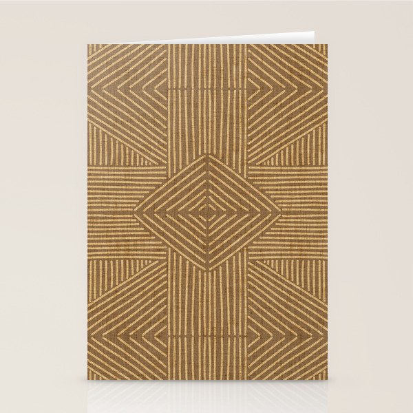 Golden ochre lines - textured abstract geometric Stationery Card Gallery Image 2
