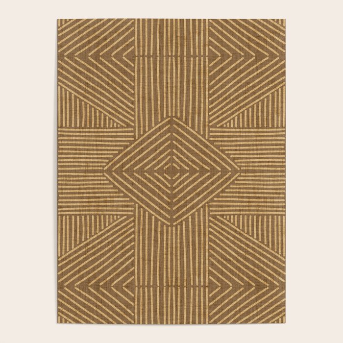 Golden ochre lines - textured abstract geometric Poster Gallery Image 1