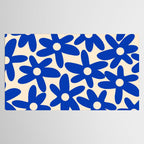 Daisy Time Retro Floral Pattern in Bright Blue and Cream Tablecloth Gallery Image 2