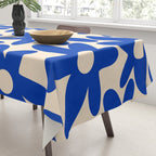 Daisy Time Retro Floral Pattern in Bright Blue and Cream Tablecloth Gallery Image 3