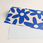 Daisy Time Retro Floral Pattern in Bright Blue and Cream Wrapping Paper Gallery Image 2