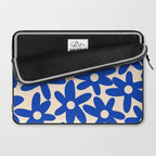 Daisy Time Retro Floral Pattern in Bright Blue and Cream Laptop Sleeve Gallery Image 2