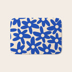 Daisy Time Retro Floral Pattern in Bright Blue and Cream Bath Mat Gallery Image 1