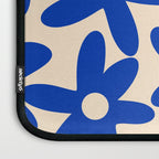 Daisy Time Retro Floral Pattern in Bright Blue and Cream Laptop Sleeve Gallery Image 3