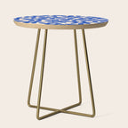 Daisy Time Retro Floral Pattern in Bright Blue and Cream Side Table Gallery Image 1