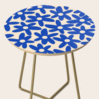 Daisy Time Retro Floral Pattern in Bright Blue and Cream Side Table Gallery Image 2