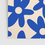 Daisy Time Retro Floral Pattern in Bright Blue and Cream Poster Gallery Image 3