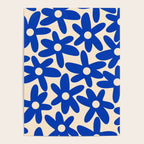 Daisy Time Retro Floral Pattern in Bright Blue and Cream Poster Gallery Image 4