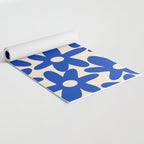 Daisy Time Retro Floral Pattern in Bright Blue and Cream Yoga Mat Gallery Image 2
