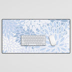Festive, Winter, Floral Prints, Soft Blue and White Desk Mat Gallery Image 1