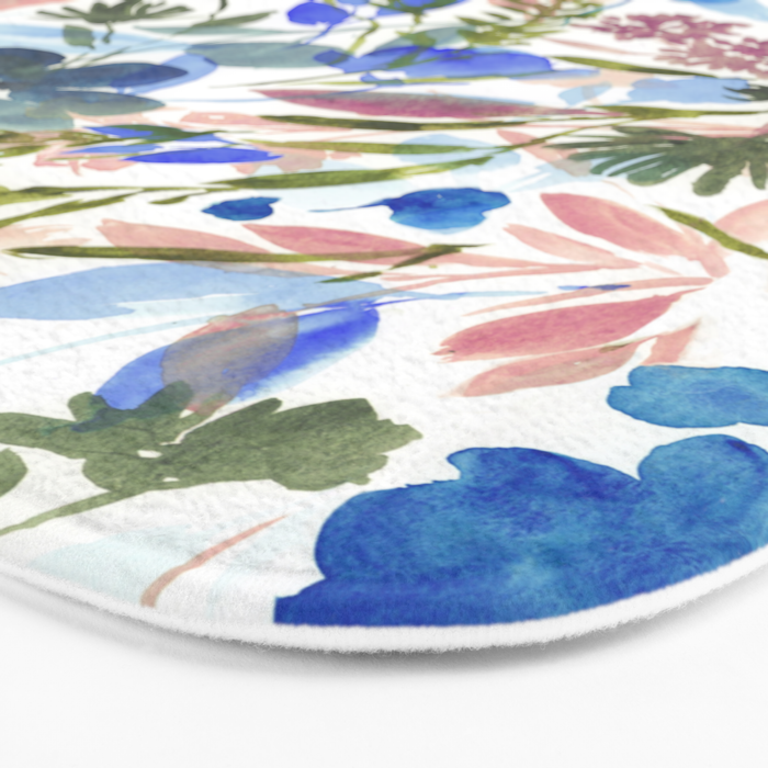 Upside Floral Olive Magenta Bath Mat Gallery Image 3