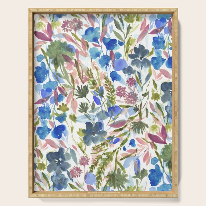 Upside Floral Olive Magenta Serving Tray Gallery Image 1
