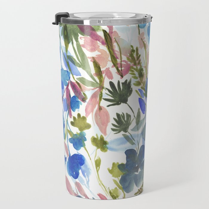 Upside Floral Olive Magenta Travel Mug Gallery Image 3
