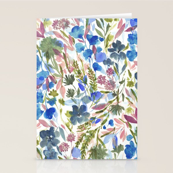 Upside Floral Olive Magenta Stationery Card Gallery Image 2