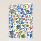 Upside Floral Olive Magenta Stationery Card Gallery Image 2