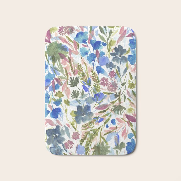 Upside Floral Olive Magenta Bath Mat Gallery Image 1