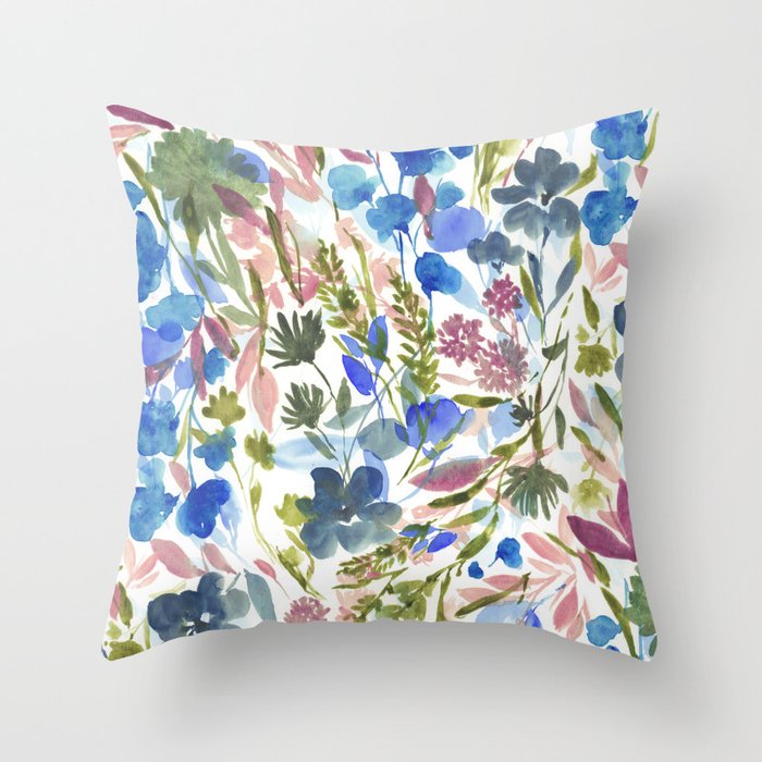 Upside Floral Olive Magenta Throw Pillow Gallery Image 6