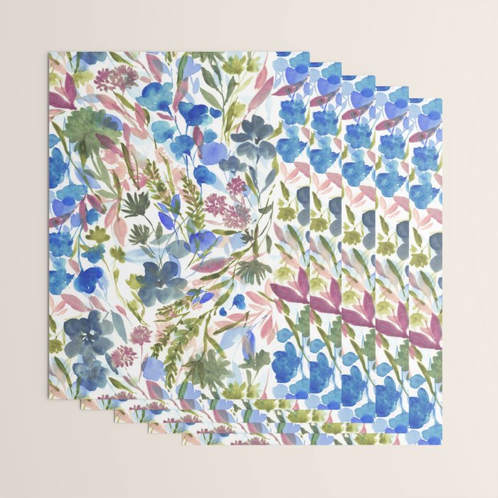 Upside Floral Olive Magenta Wrapping Paper Gallery Image 3