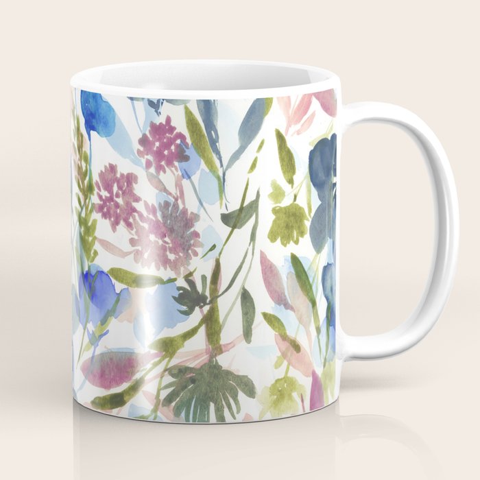 Upside Floral Olive Magenta Coffee Mug Gallery Image 1