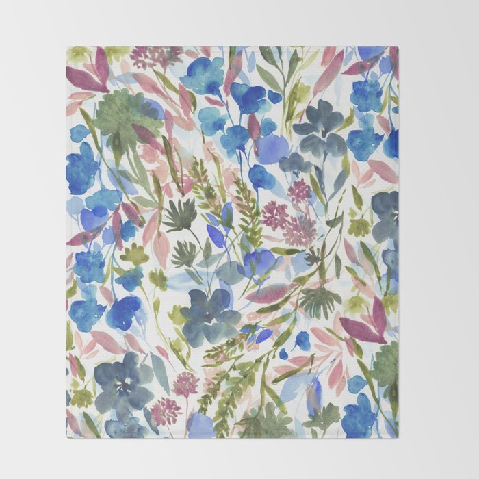 Upside Floral Olive Magenta Throw Blanket Gallery Image 2