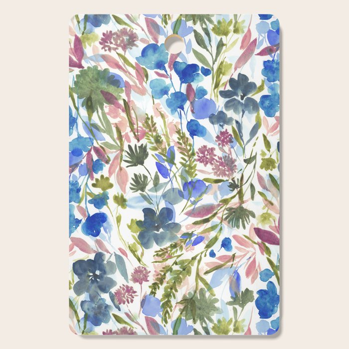 Upside Floral Olive Magenta Cutting Board Gallery Image 1