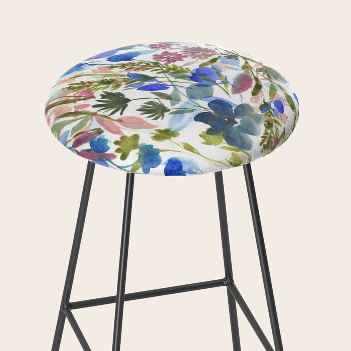 Upside Floral Olive Magenta Stool Gallery Image 2
