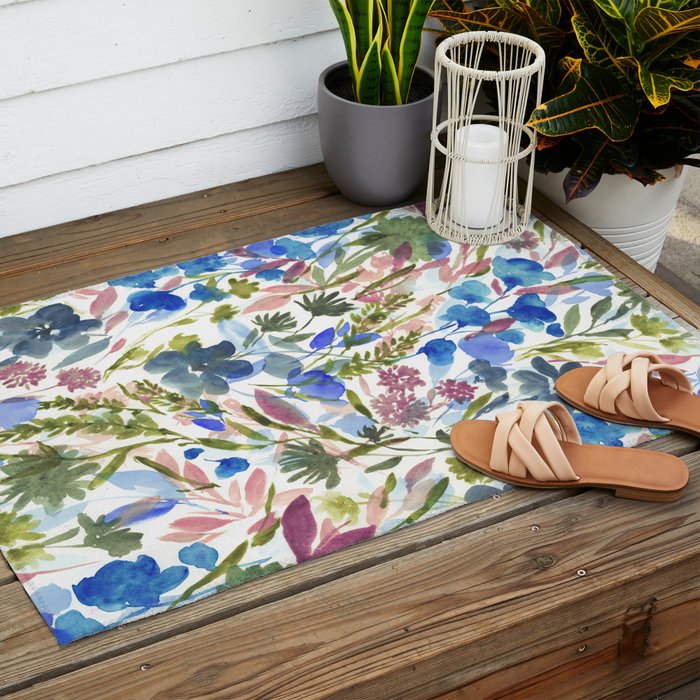 Upside Floral Olive Magenta Outdoor Rug Gallery Image 2