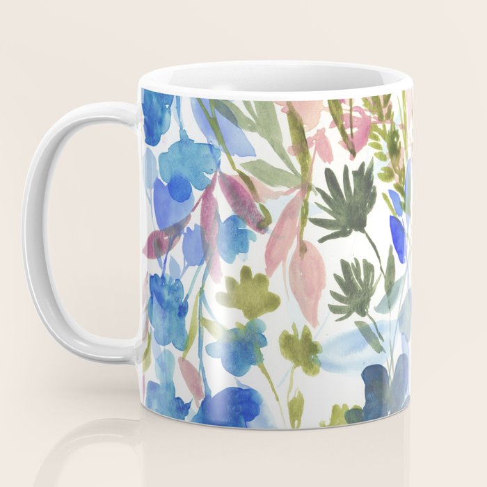 Upside Floral Olive Magenta Coffee Mug Gallery Image 3