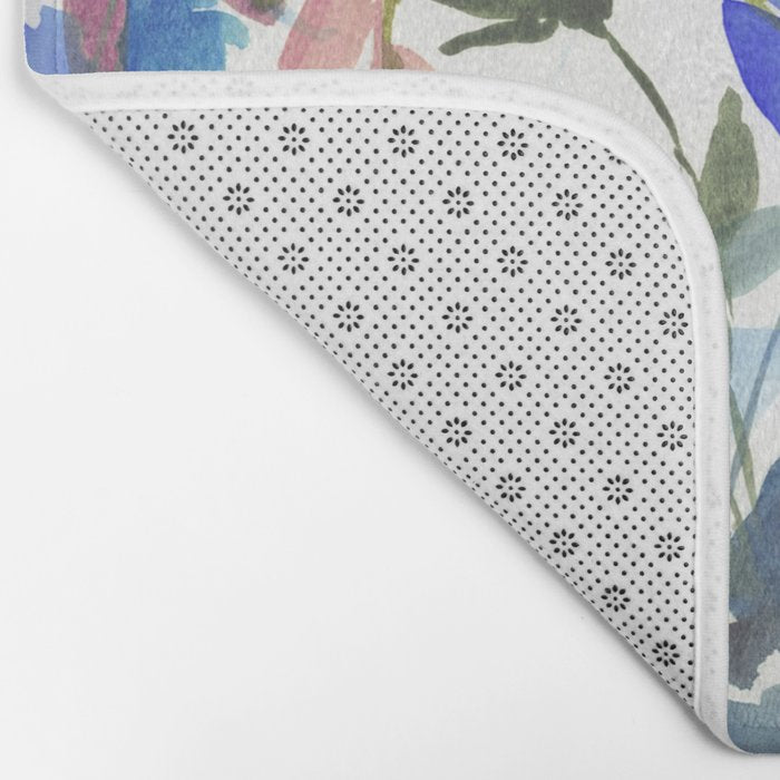 Upside Floral Olive Magenta Bath Mat Gallery Image 2