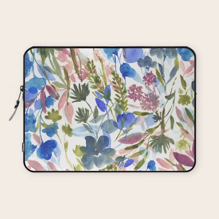 Upside Floral Olive Magenta Laptop Sleeve Gallery Image 1