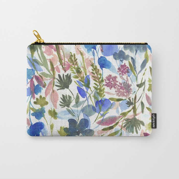 Upside Floral Olive Magenta Carry All Pouch Gallery Image 1