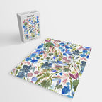 Upside Floral Olive Magenta Jigsaw Puzzle Gallery Image 2