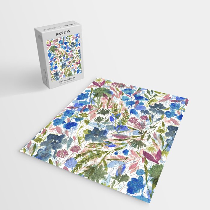 Upside Floral Olive Magenta Jigsaw Puzzle Gallery Image 2