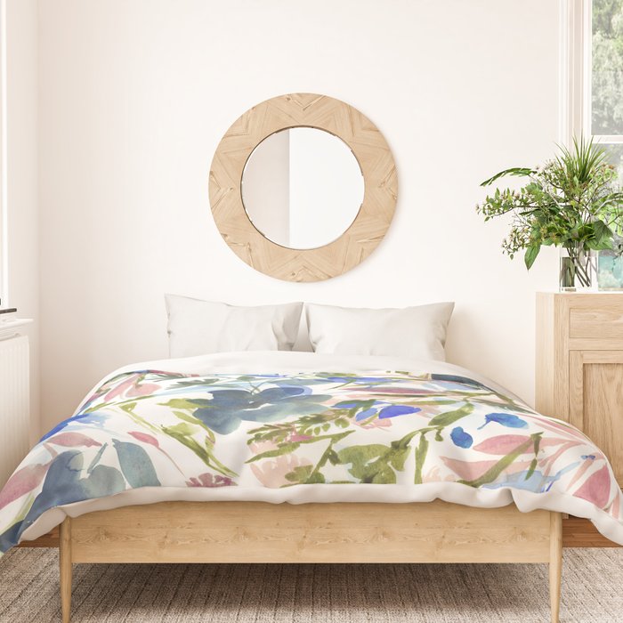 Upside Floral Olive Magenta Duvet Cover Gallery Image 3