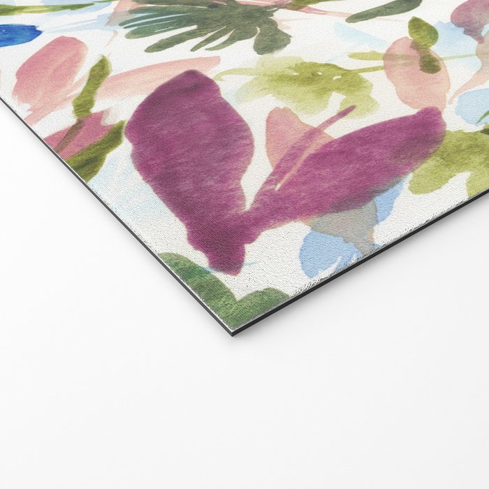 Upside Floral Olive Magenta Welcome Mat Gallery Image 2