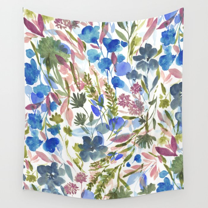 Upside Floral Olive Magenta Wall Tapestry Gallery Image 1