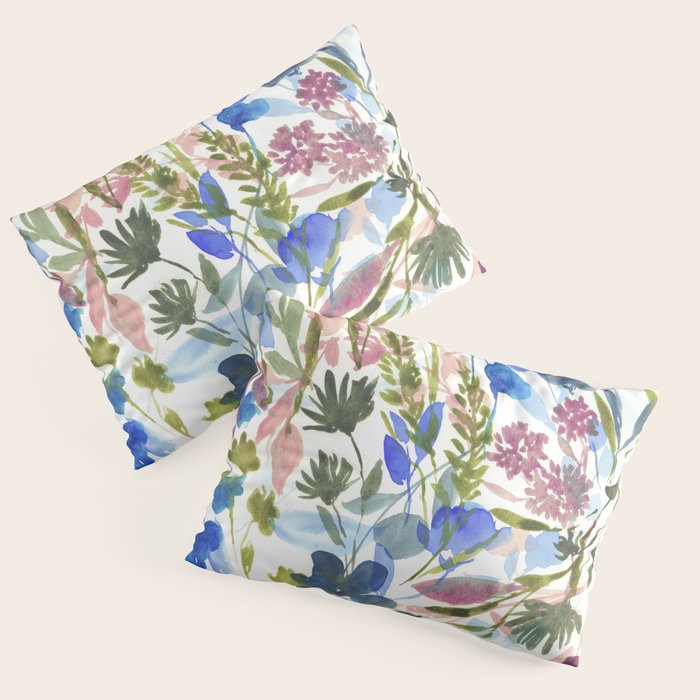 Upside Floral Olive Magenta Pillow Sham Gallery Image 1