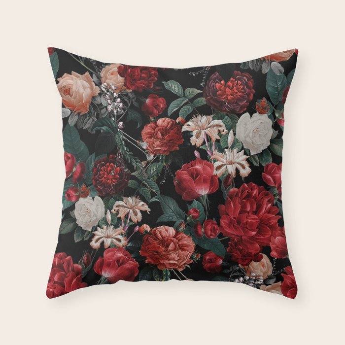 Night Garden Roses Throw Pillow Gallery Image 6