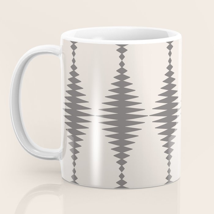 Modern Harlequin Pattern - Gray and Beige Coffee Mug Gallery Image 3