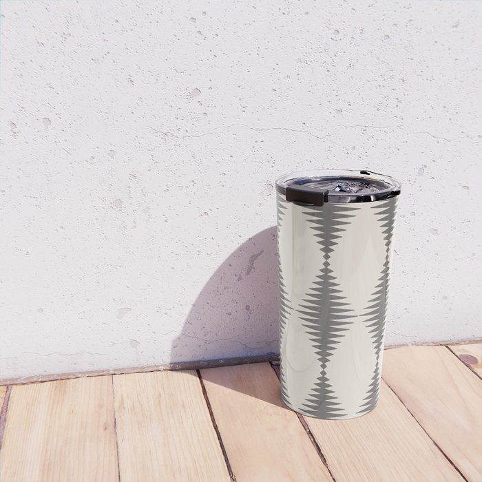 Modern Harlequin Pattern - Gray and Beige Travel Mug Gallery Image 4