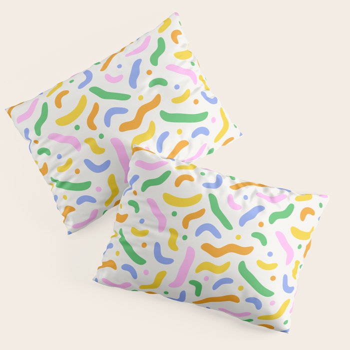 Fun colorful line doodle art pattern Pillow Sham Gallery Image 1