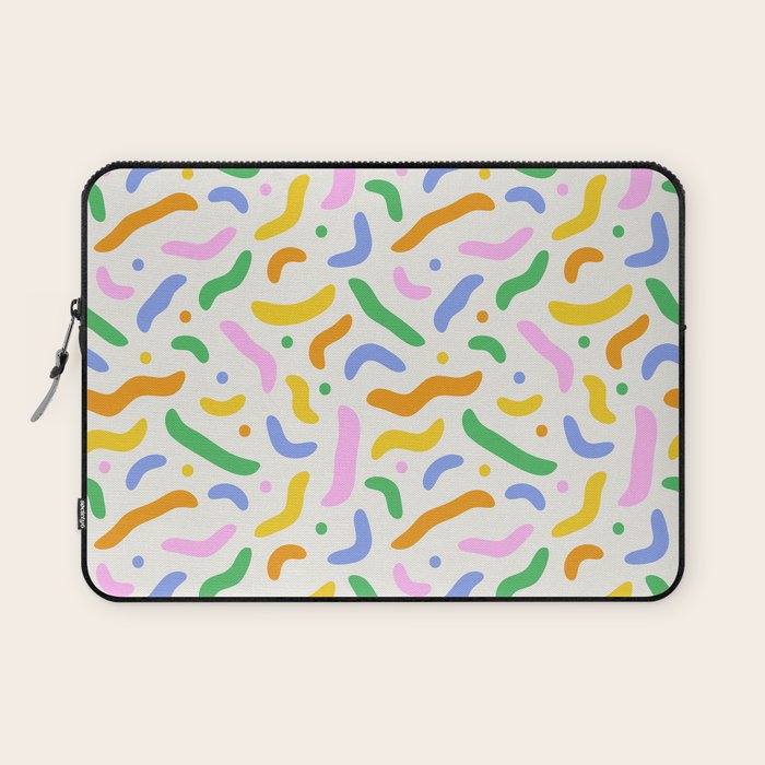 Fun colorful line doodle art pattern Laptop Sleeve Gallery Image 1
