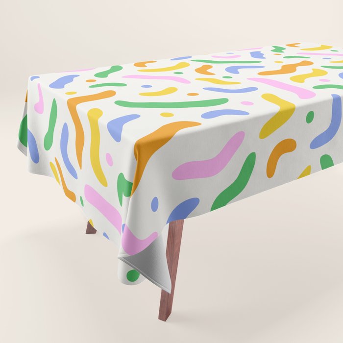 Fun colorful line doodle art pattern Tablecloth Gallery Image 1