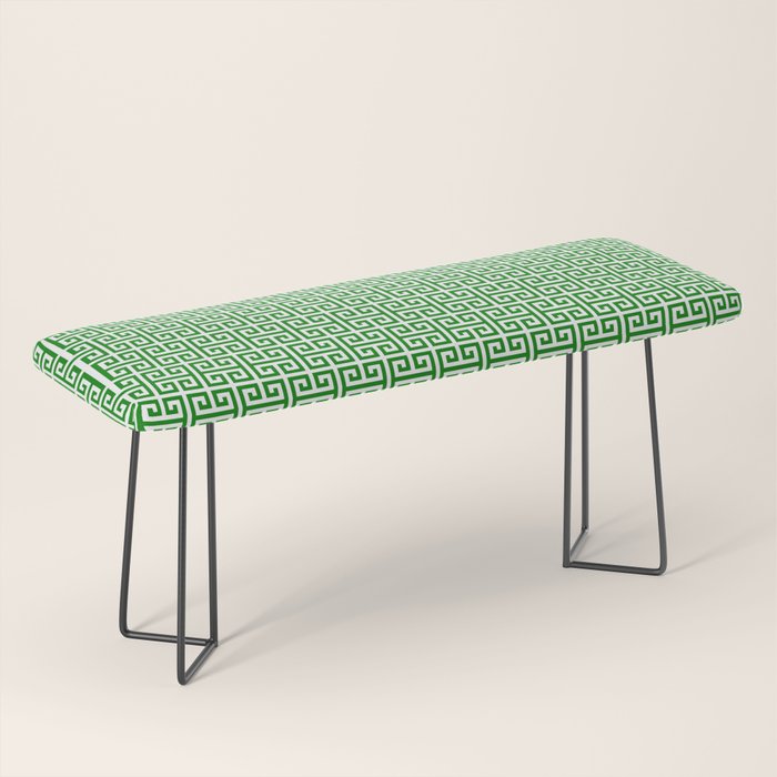 Green and White Greek Key Pattern Bench Gallery Image 1