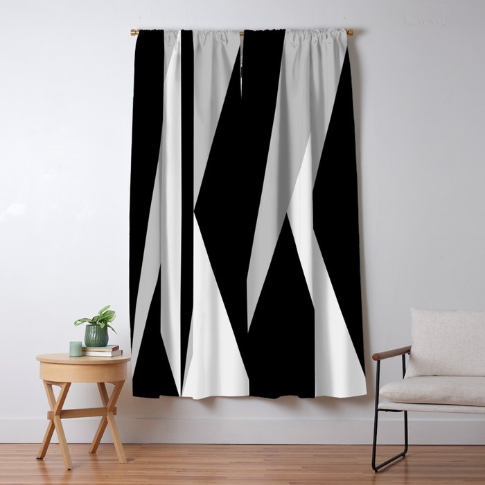 Geometric Triangles VI Black and White Window Curtain Gallery Image 5