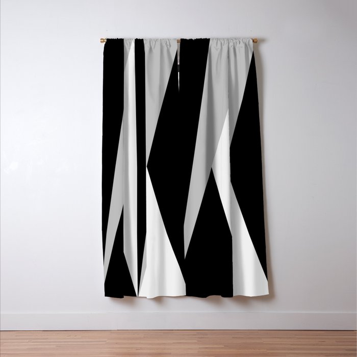 Geometric Triangles VI Black and White Window Curtain Gallery Image 3