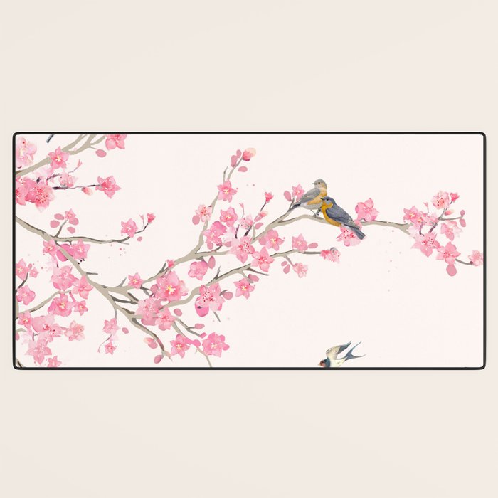 Birds and cherry blossoms Desk Mat Gallery Image 3